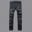 Jeans Men's Light Pleated Slim Fit Straight Zipper Decorative Motorcycle Pants 