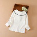 Girls' long-sleeved T-shirt autumn thin children's wear with Korean version of Chinese and large children's lapel bottom shirt Children's top 