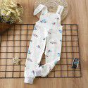 Baby Spring and Autumn Strap Pants Boys and Girls' Home Open Pants Children's Kindergarten Lunch Pants High Waist Calf Pants 