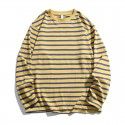 American Cotton Couple Stripe Long Sleeve T-shirt Men's Spring Fashion Brand New Loose Versatile Bottom Shirt Top 