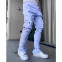 Spring and Autumn Work Wear Pants Men's Fashion Brand Elastic Multi Pocket Reflective Straight Sleeve Sports Fitness Casual Pants 