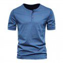 Clothes Men's T Henry Round Neck Short Sleeve T-shirt Heavyweight Men's Slim Fit Solid Color Sports Bottom Shirt 