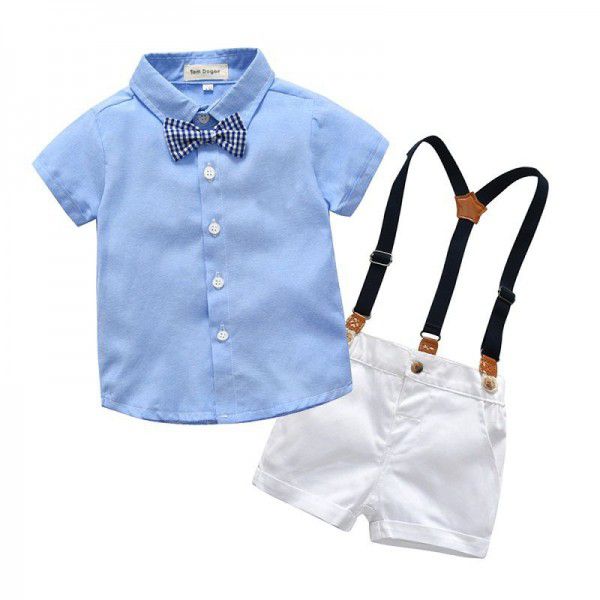 Children's Set Boys' Short Sleeve T-shirt Gentlemen's Wear Backbelt Two Piece Children's Clothing 