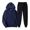 Spring and Autumn Men's Casual Solid Hooded Sportswear Couple Set Slim Fit Fashion Set 