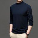 Autumn New Brand Men's Wear Solid Color Men's Pullover Fashion City Middle Neck Underlay T-shirt Silk Men's T Shirt 