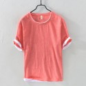 Summer breathable patchwork short t-shirt Men's casual plain short-sleeved T-shirt bottom shirt Men's youth 