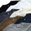 Waffle Long Sleeve T-shirt Men's Heavyweight Round Neck Loose Base Solid T-shirt 