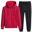 Spring and autumn sports suit men's casual running suit two-piece hood 