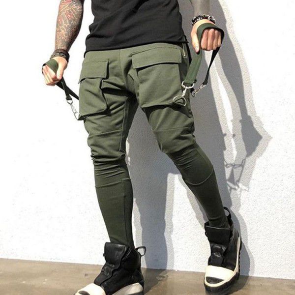 Fall pants men's fashion hip-hop big pocket casual sports pants men's work pants 