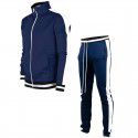 Men's casual sports suit cardigan color matching trend stand collar two-piece set 