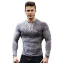 Muscle Fitness Brother Sports T-shirt High elastic men's quick-drying tights Long sleeve breathable round neck training bottom shirt 