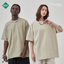 Spring and Summer New Heavyweight T-shirt Fashion Brand Solid Loose Men's Short Sleeve 