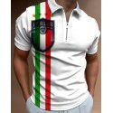 Autumn New Men's POLO Shirt Men's Casual Short Sleeve Polo T-shirt 3D Print Short Sleeve Zipper POLO 