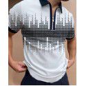 Autumn New Men's POLO Shirt Men's Casual Short Sleeve Polo T-shirt 3D Print Short Sleeve Zipper POLO 