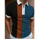 Autumn New Men's POLO Shirt Men's Casual Short Sleeve Polo T-shirt 3D Print Short Sleeve Zipper POLO 