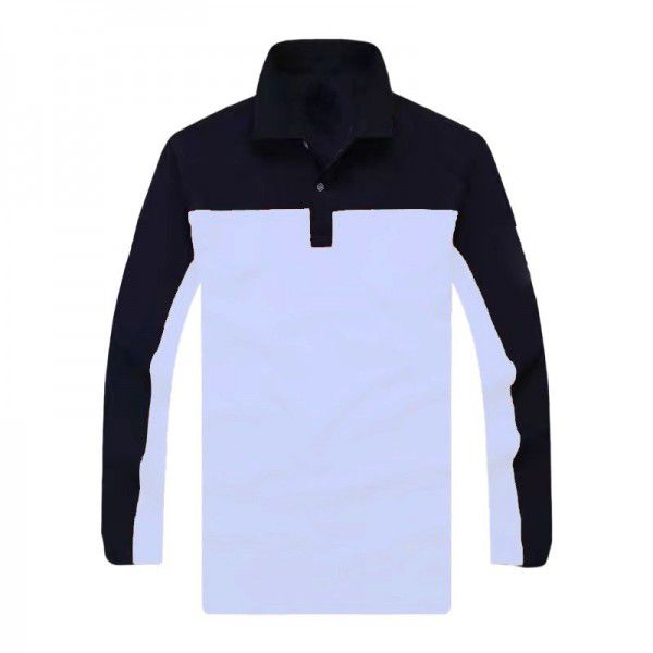 Embroidered top men's beaded cotton loose version long-sleeved POLO shirt spot cross-border products 