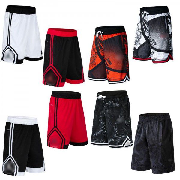 Summer sports shorts men's triad pants loose large basketball fitness running marathon training ultra-short beach pants 