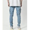 New style jeans Men's side pockets Small leg skinny jeans 