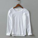 New Splice Solid Color Long Sleeve T-shirt Men's Casual Autumn and Winter Thermal Insulation Backing T-shirt Men's Wear 