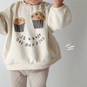 Korean Children's Wear Spring Girls' Baby Fashionable Cartoon Cupcake Pretty Split Children's Long Sleeve T-Shirt 