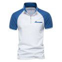 Men's Contrast Polo Shirt Youth Raglan Sports Casual Zip Polo Collar 