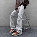 New Men's Jeans Small Retro Fake Broken Youth Straight Leg Pants American Casual Large Pants 