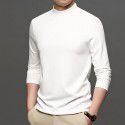 Autumn New Brand Men's Wear Solid Color Men's Pullover Fashion City Middle Neck Underlay T-shirt Silk Men's T Shirt 