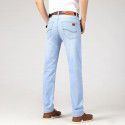 Autumn New Light Blue Jeans Men's Straight Sleeve Business Casual Youth High Waist Slim Fit Pants 