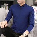 Modal men's long-sleeved t-shirt autumn and winter new slimming trend warm plush v-neck clothes bottoming shirt men 