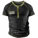 Summer Casual T-shirt Men's Outdoor Retro Tactics Henry Short Sleeve Shirt 