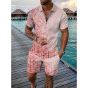 European and American men's new supply casual color contrast POLO zippered polo short sleeve suit 