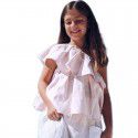 Girls' cotton and linen top girls' diagonal shoulder double-layer ruffle design sense summer children's clothing princess style sleeveless T-shirt 