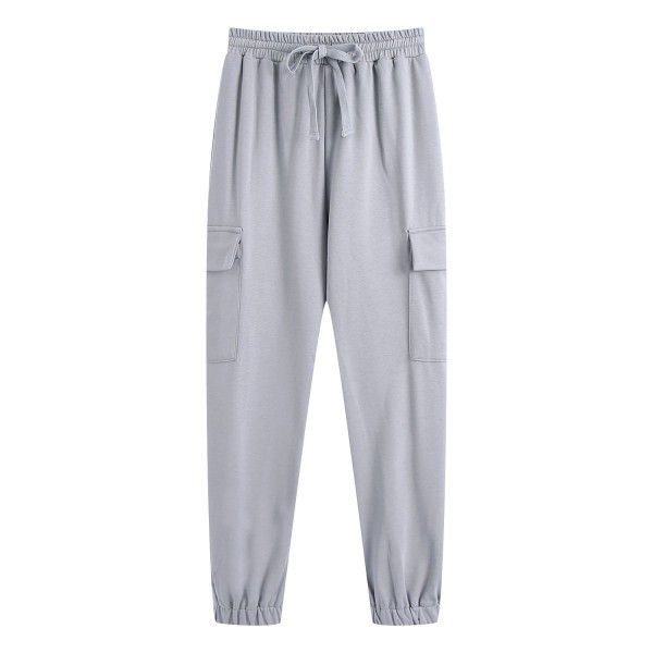 Men's and women's sports pants casual pure cotton terry cloth pants 