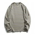 American Cotton Couple Stripe Long Sleeve T-shirt Men's Spring Fashion Brand New Loose Versatile Bottom Shirt Top 