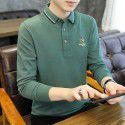 Cotton Dad Long Sleeve T-shirt Men's Autumn Loose Casual Bottom Shirt Middle-aged Polo Shirt Autumn Clothing 