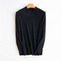 Half High Collar Open Shoulder Top Fashion Stretch Casual Bottom Shirt Long Sleeve Men's T-Shirt 