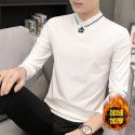 Modal men's long-sleeved t-shirt autumn and winter new slimming trend warm plush v-neck clothes bottoming shirt men 