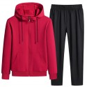 Spring and autumn sports suit men's casual running suit two-piece hood 