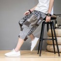 Summer new Chinese style cotton hemp men's casual shorts retro large linen fashion stitching beach pants 