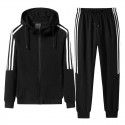 Autumn and Winter Three Bars New Sports Set Men's Cardigan Pants Two Piece Hoodie 