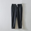 Spring and Summer Simple Solid Color Straight Pants Men's Lacing Casual Pants Linen Breathable Pants Men 