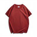 Amei khaki retro China-Chic nostalgic red short sleeve round neck T-shirt solid cotton half sleeve fashionable men 