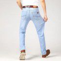 Autumn New Light Blue Jeans Men's Straight Sleeve Business Casual Youth High Waist Slim Fit Pants 