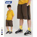 Children's three-dimensional new double thread cotton sports pants Boys' five-point pants Street trend 