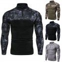 Men's Military Field Outdoor Fitness Basecoat Men's Camouflage Long Sleeve Zip Pocket T-shirt 