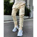 Spring and Autumn Work Wear Pants Men's Fashion Brand Elastic Multi Pocket Reflective Straight Sleeve Sports Fitness Casual Pants 