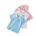 Girls' Short Sleeve T-shirt Polo Shirt Summer New Children's Top Pure Cotton Large Children's Wear Solid Color Underlay Shirt Thin 