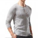 European and American men's long-sleeved round neck T-shirt Men's bottom shirt Men's T-shirt 