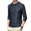 Autumn Men's Ice Silk Quick Dry Hoodie Long Sleeve T-shirt Sports Leisure Outdoor Fitness Running Top 