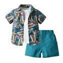 Hawaiian Set Boys' Fashion Flower Shirt Jacket Short Sleeve T-shirt Shorts 3PK Set 